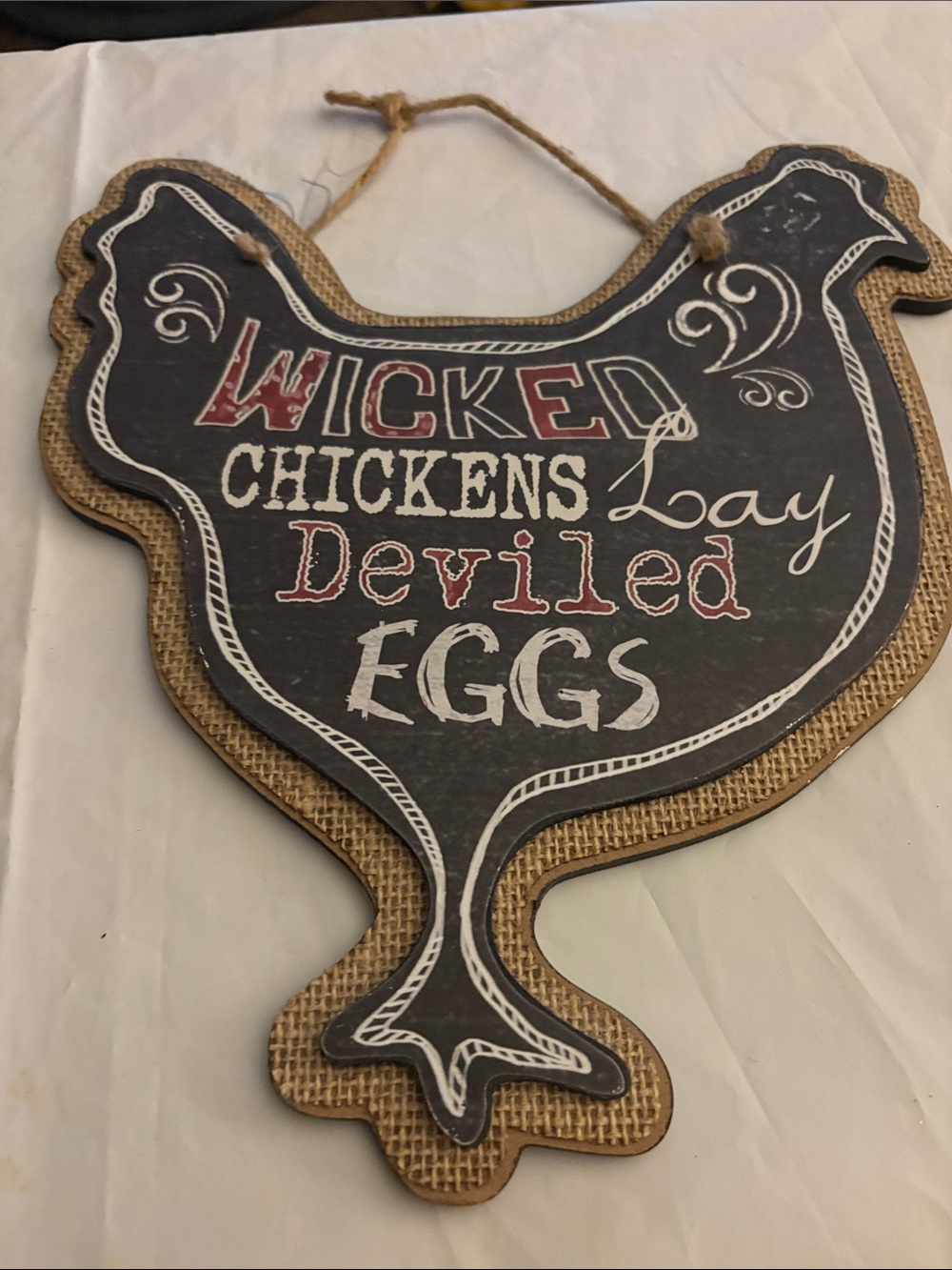 Wicked Chickens Lay Deviled Eggs Rustic Chicken Wall Sign - Black and Brown